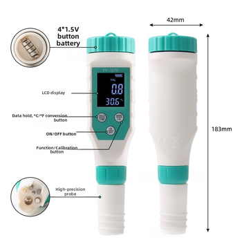 7-v-1 viacparametrický tester kvality vody pre TDS, EC, slanost, ORP a pH (EC 0–10000 μS/cm, pH 0–14, slanost 10.1–200.0 ppt)