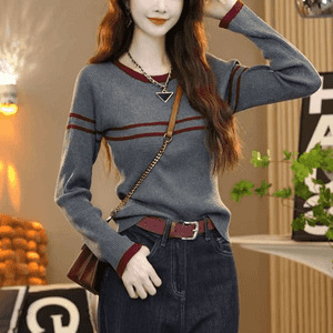 Pleteni pulover s kapuljom, okrugli izrez, dugi rukav, uobičajena dužina, jesen 2025, elegantan gradski stil