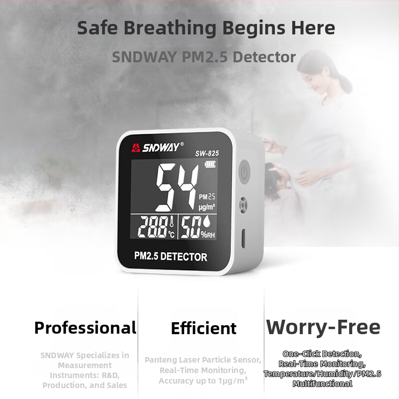 Deep Dawei SW-825 Detektor kvality vzduchu: PM2.5 monitor, prach a hmla, teplota a vlhkosť