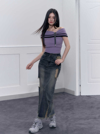 Ženski pleteni top s otvorenim ramenima, bez rukava, kratka duljina, poliester