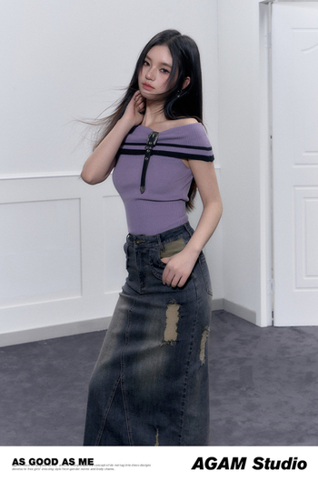 Ženski pleteni top s otvorenim ramenima, bez rukava, kratka duljina, poliester