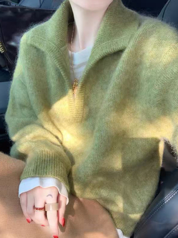 Ženski pleteni džemper s ovratnikom u ležernom japansko-korejskom stilu, srednje debele tkanine, zimska kolekcija 2025