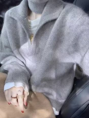 Ženski pleteni džemper s ovratnikom u ležernom japansko-korejskom stilu, srednje debele tkanine, zimska kolekcija 2025