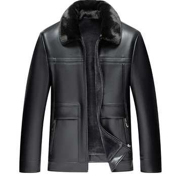 Muška kožna jakna s podstavom od ovčje kože (shearling), casual stil