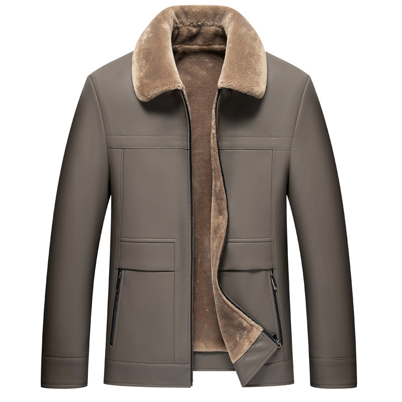Muška kožna jakna s podstavom od ovčje kože (shearling), casual stil