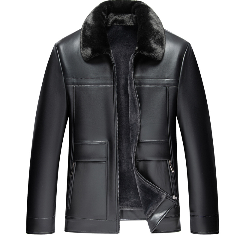 Muška kožna jakna s podstavom od ovčje kože (shearling), casual stil