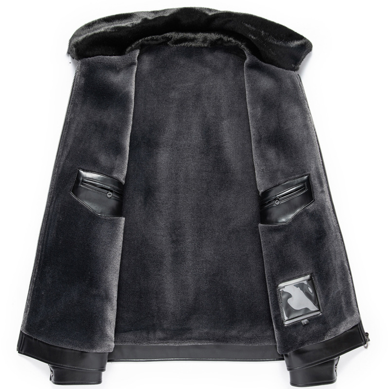 Muška kožna jakna s podstavom od ovčje kože (shearling), casual stil
