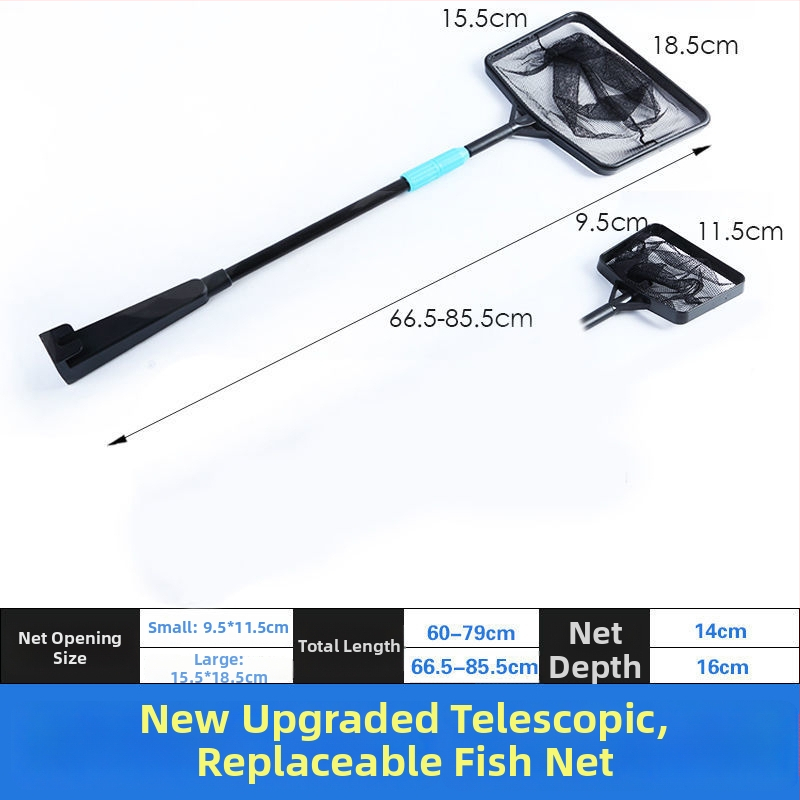 Αναδιπλούμενο ενυδρείο δίχτυ με χειρολαβή, κεφαλή στρογγυλή ή τετράγωνη, για χρυσόψαρα και τροπικά ψάρια