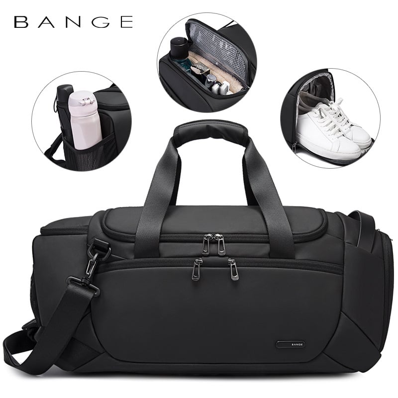 Fitness torba s odjeljkom za suhe/mokre stvari i odvojenim pretincem za cipele, kapacitet 20-35L, Oxford tkanina, crossbody dizajn