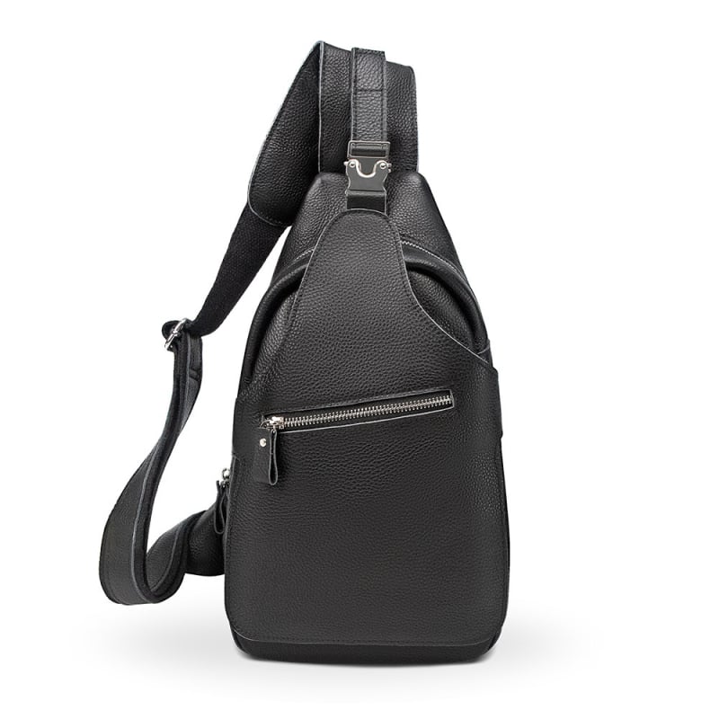 Мъжка чанта за гърдите от истинска кожа, водоустойчива, едноцветна, памучна подплата