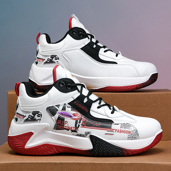 Muške tenisice za košarku srednje visine, neklizajuća gumena potplat, PU gornji dio, vezanje, pogodне za zimu, proljeke i jesen.