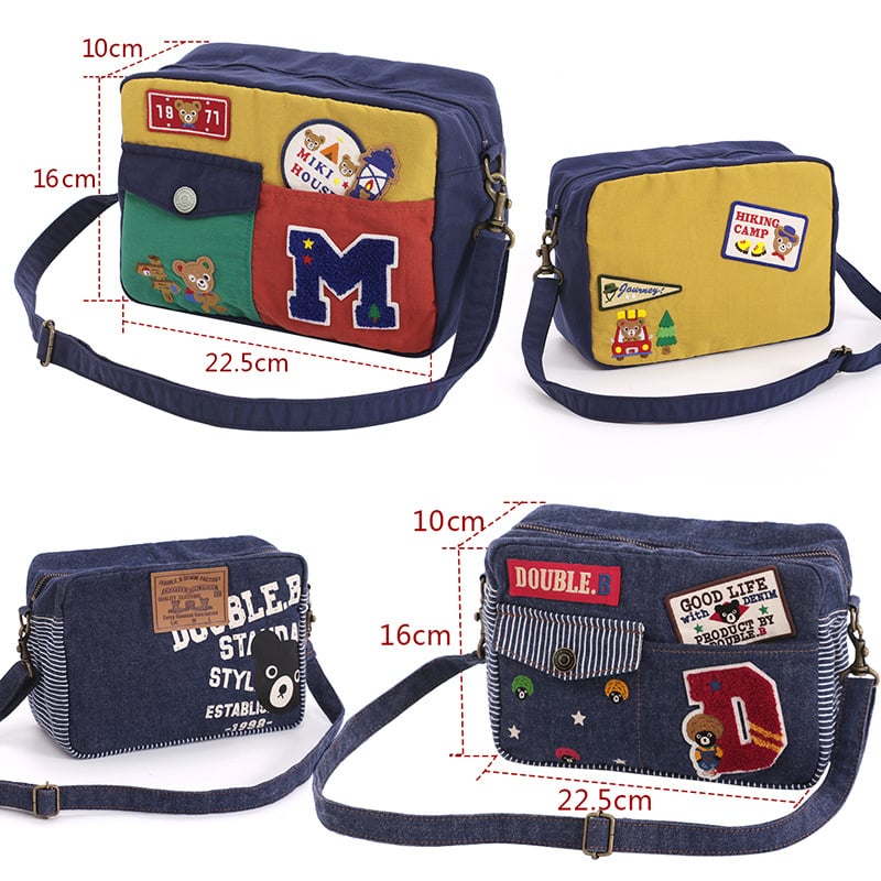 Platnena crossbody sportska torba – unisex, karikatura medvjedića i znak slova, kvadratni dizajn u boji, za vanjske sportske aktivnosti (ljeto 2023)