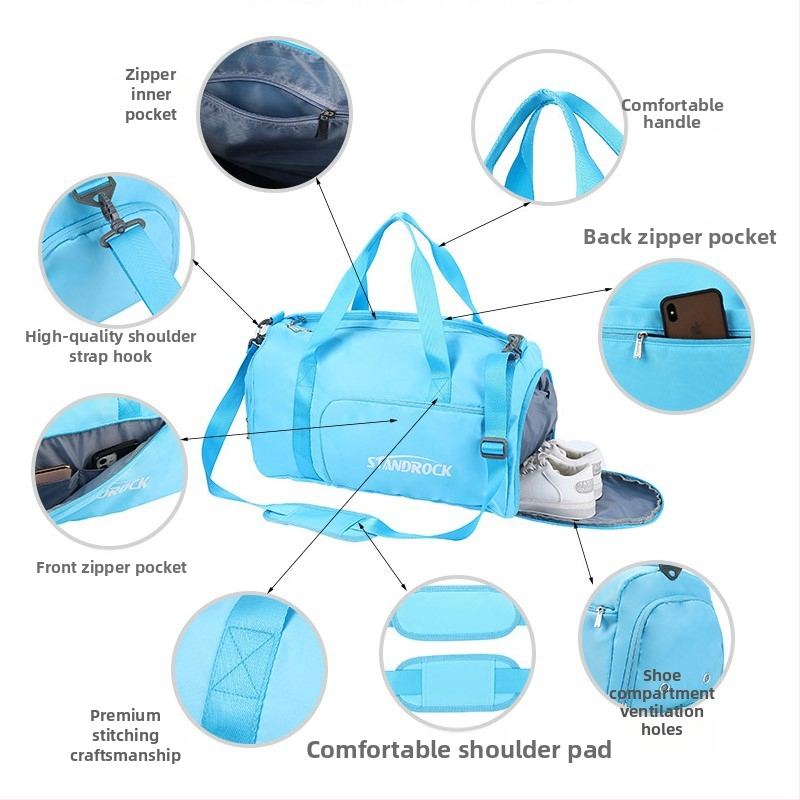 Unisex torba za fitness s mokro-suhim odjeljkom, pretinac za cipele, izolirani pretinac, vodootporna, STANDROCK