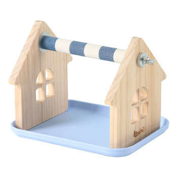 Suport papagal din lemn de pin – birou, potrivit pentru papagali mici și mijlociți, tavă ușor de curățat