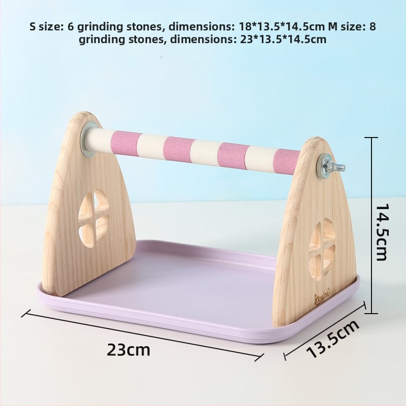 Suport papagal din lemn de pin – birou, potrivit pentru papagali mici și mijlociți, tavă ușor de curățat