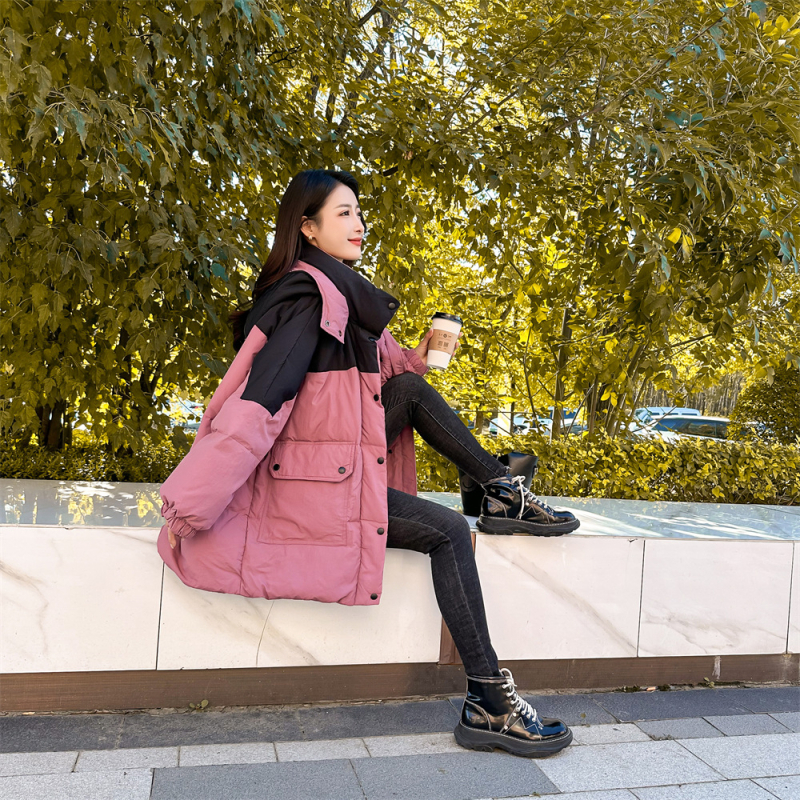 Geacă de iarnă cu glugă pentru femei, lungime medie, pene de rață 86–90%, țesătură poliester, fermoar, stil urban