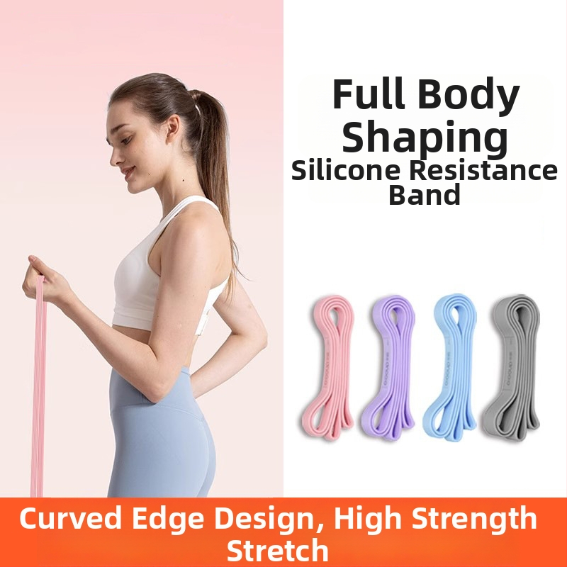 Silikónový rezistenčný pás na posilňovanie — domáce fitnes, joga; zamerané na gluteálne svaly, nohy a chrbát; materiál: silikón