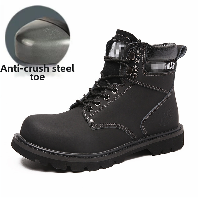 Снежни ботуши с метален нос, унисекс, двуслойна кожена горна част, гумено-резинова подметка, клиновиден ток 3–5 см