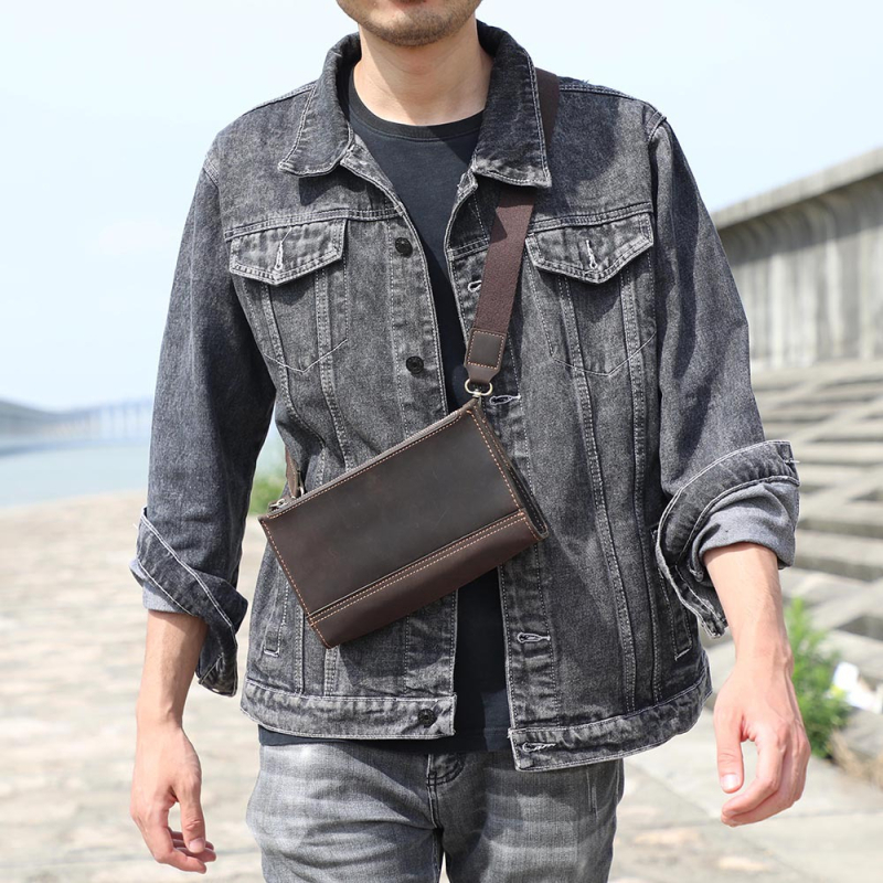 Swoke muška crossbody torba, prava koža, gornji sloj kože, ulični stil