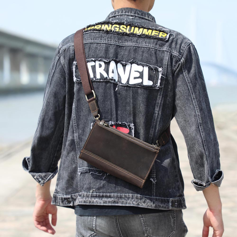 Swoke muška crossbody torba, prava koža, gornji sloj kože, ulični stil