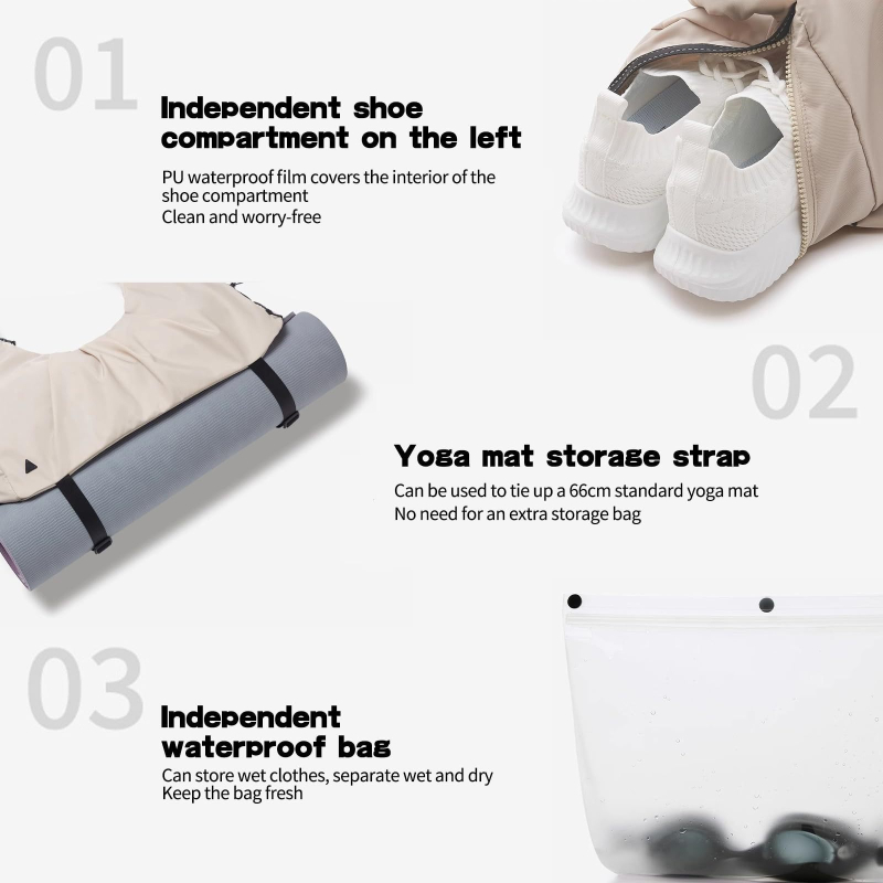 Unisex sportska torba od najlona, vodootporna, odjeljak za mokro/suho, joga tote torba preko ramena, za vanjsku upotrebu