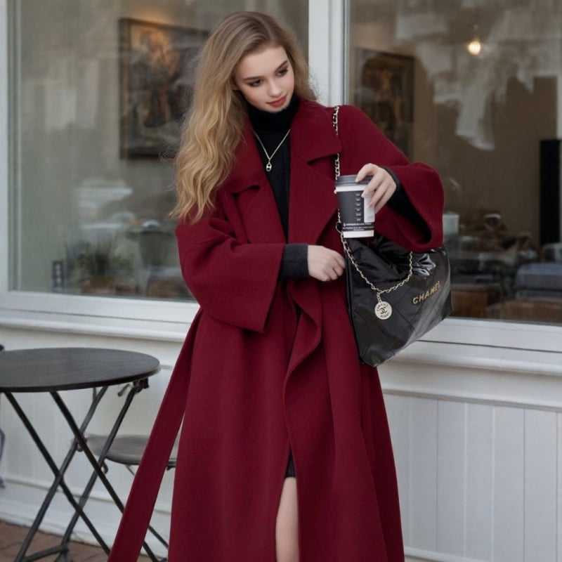 Palton dublu față din lână cu umplutură din puf, mâneci lungi, lungime medie, amestec poliester-lână, 81–85% puf, Iarna 2025