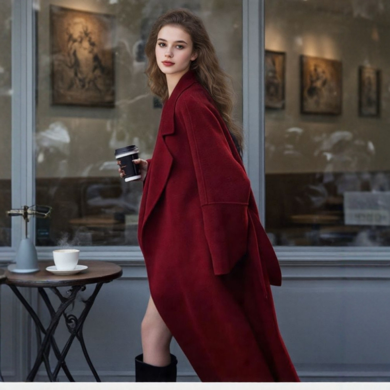 Palton dublu față din lână cu umplutură din puf, mâneci lungi, lungime medie, amestec poliester-lână, 81–85% puf, Iarna 2025