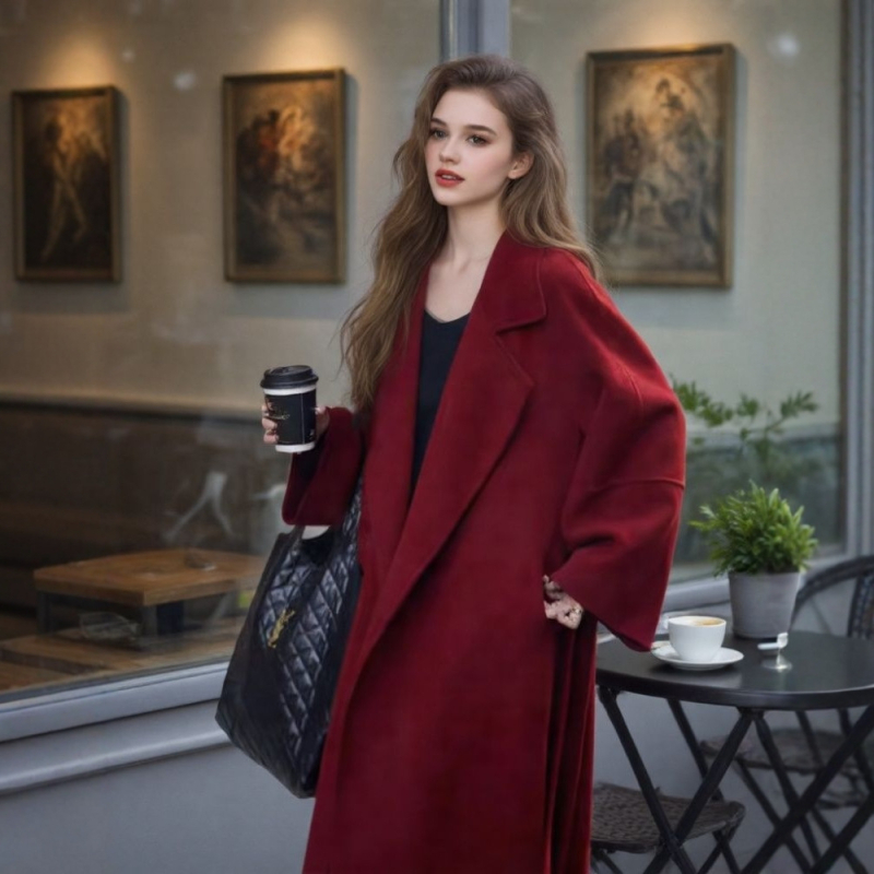 Palton dublu față din lână cu umplutură din puf, mâneci lungi, lungime medie, amestec poliester-lână, 81–85% puf, Iarna 2025