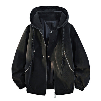 PU kožna jakna s kapuljom, teksturirani dizajn, casual muški stil, srednja duljina, zip zatvarač, model PY960