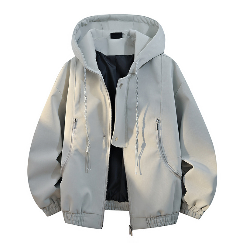PU kožna jakna s kapuljom, teksturirani dizajn, casual muški stil, srednja duljina, zip zatvarač, model PY960
