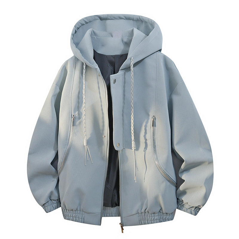 PU kožna jakna s kapuljom, teksturirani dizajn, casual muški stil, srednja duljina, zip zatvarač, model PY960