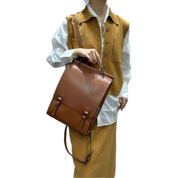 Rucsac din piele naturală pentru laptop, căptușeală din bumbac, buzunar pentru laptop, închidere cu capac, impermeabil