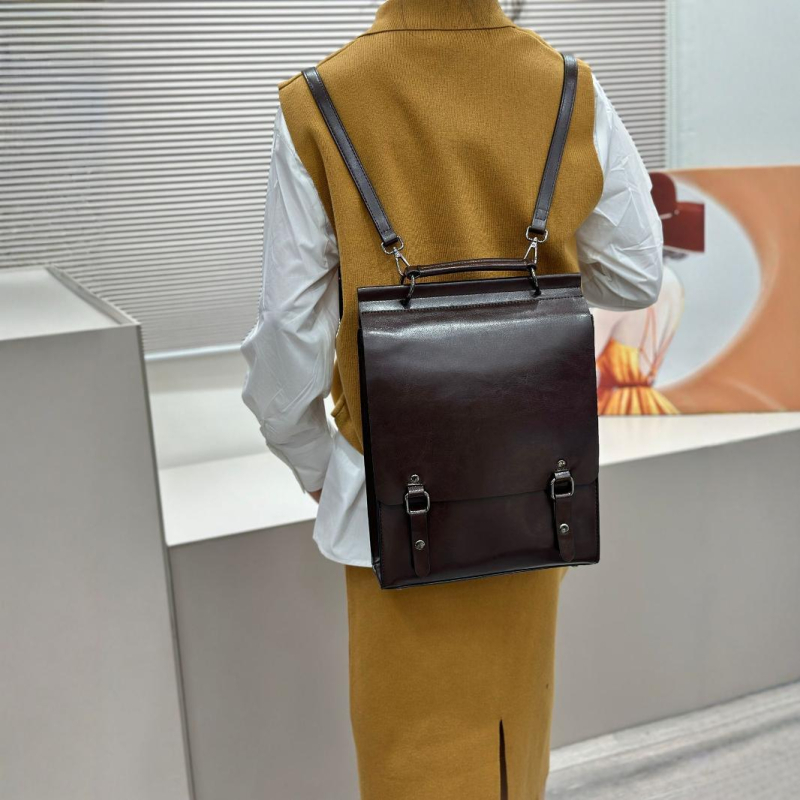 Rucsac din piele naturală pentru laptop, căptușeală din bumbac, buzunar pentru laptop, închidere cu capac, impermeabil