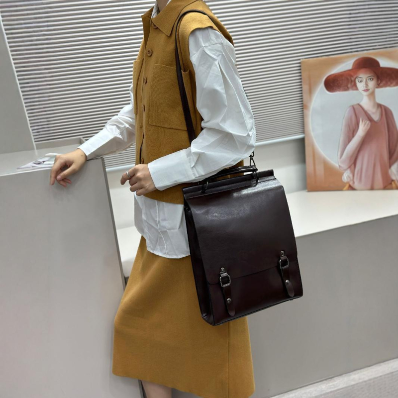 Rucsac din piele naturală pentru laptop, căptușeală din bumbac, buzunar pentru laptop, închidere cu capac, impermeabil