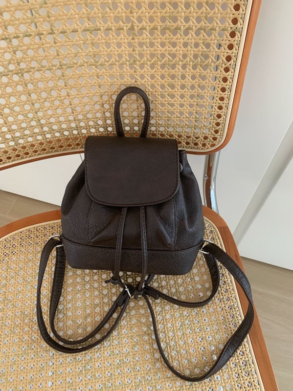 Mini rucsac pentru femei - PU, pentru uz zilnic, rucsac școlar cu închidere șnur, vara 2024, căptușeală poliester, buzunar pentru telefon