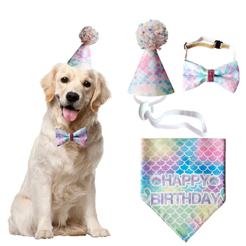 Κολάρο με θέμα γοργόνα για κατοικίδια και καπέλο γενεθλίων – διακόσμηση πάρτι για σκύλους και γάτες (πολυεστέρας, μάρκα AWM, γενική χρήση, τέσσερις εποχές)