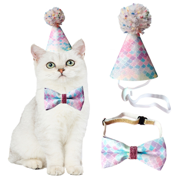 Κολάρο με θέμα γοργόνα για κατοικίδια και καπέλο γενεθλίων – διακόσμηση πάρτι για σκύλους και γάτες (πολυεστέρας, μάρκα AWM, γενική χρήση, τέσσερις εποχές)