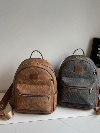 Ruksak s reljefnom teksturom, korejski retro stil, PU materijal, velika kapaciteta, zatvaranje na zip
