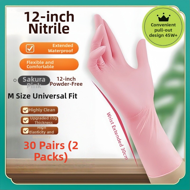 Nitrilové kuchynské rukavice, hrubšie, jednorazové, odolné voči olejom, na umývanie riadu a upratovanie