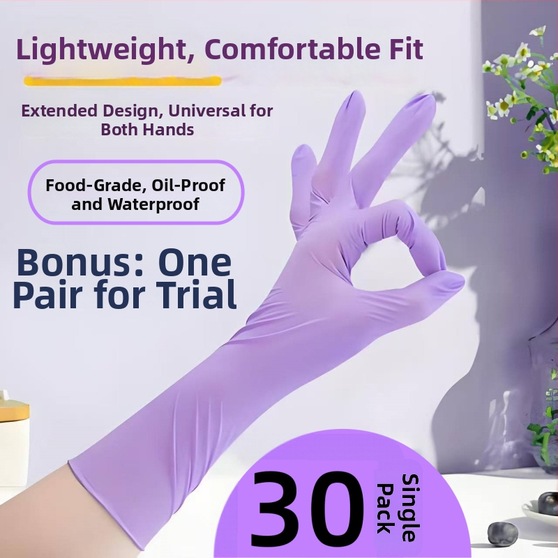 Nitrilové kuchynské rukavice, hrubšie, jednorazové, odolné voči olejom, na umývanie riadu a upratovanie