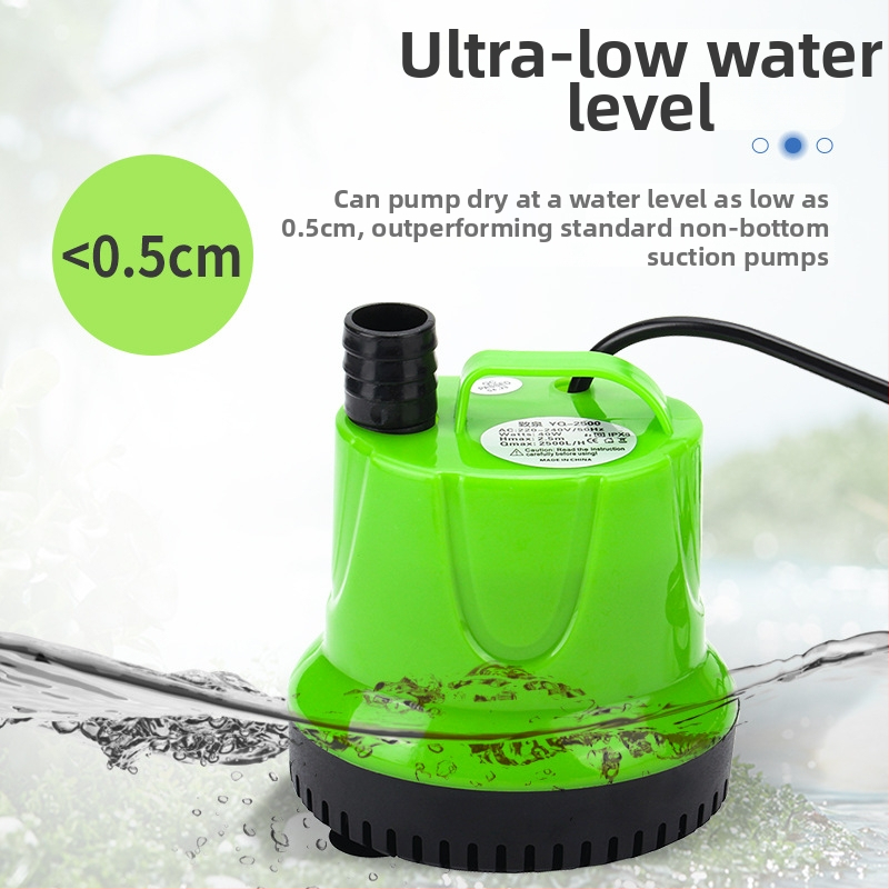 Подводна аквариумна помпа с дънно всмукване – пластмасова, за окисление на рибно езерце; вход Ø 8.5–13–20 мм; повдигане до 4.5 м