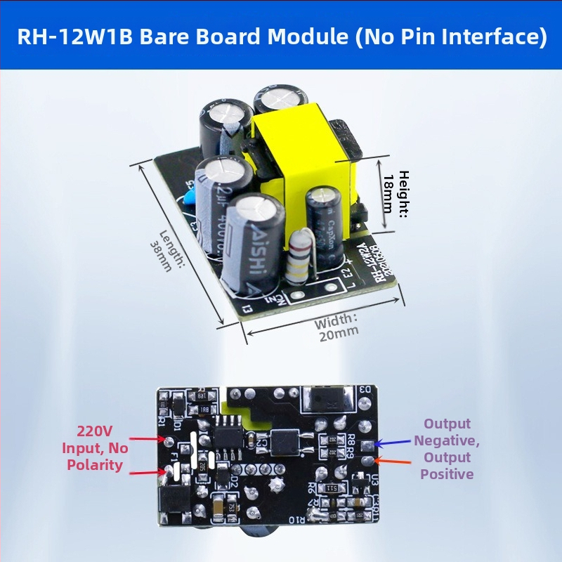 ROAX Doskový napájací modul RH-12W1B, 38×24×20 mm, Prepínacie napájanie, IP00