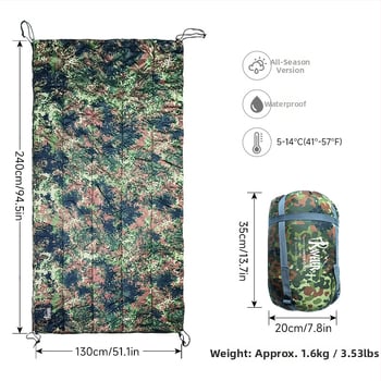 Hamak sa spavaćom vrećom i Underquilt-om za kampiranje | stil omotnice, punilo od svile, podstava od poliestersko-pamučne smjese, tkanina od poliestera, 1,6 kg
