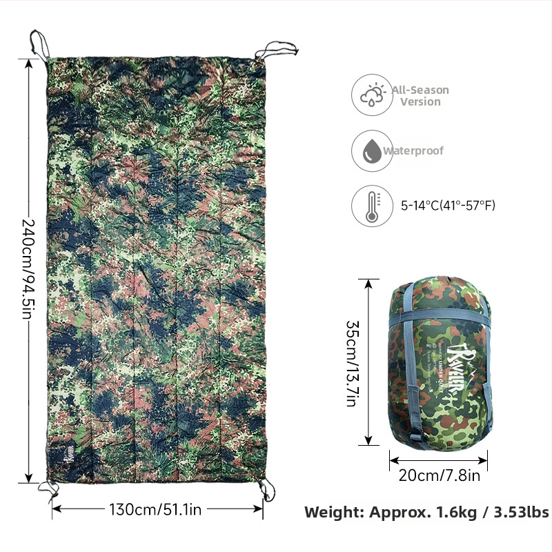 Hamak sa spavaćom vrećom i Underquilt-om za kampiranje | stil omotnice, punilo od svile, podstava od poliestersko-pamučne smjese, tkanina od poliestera, 1,6 kg