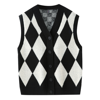 Мъжка безръкавна плетена жилетка в корейски стил, V-образно деколте, свободен силует, тънка плетка, вълна 30–35%