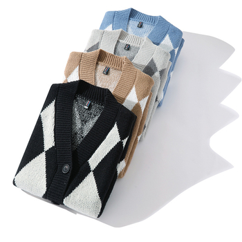 Мъжка безръкавна плетена жилетка в корейски стил, V-образно деколте, свободен силует, тънка плетка, вълна 30–35%