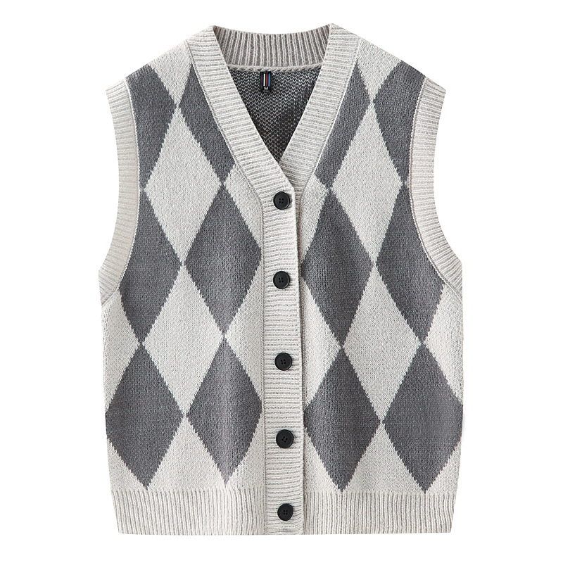Мъжка безръкавна плетена жилетка в корейски стил, V-образно деколте, свободен силует, тънка плетка, вълна 30–35%