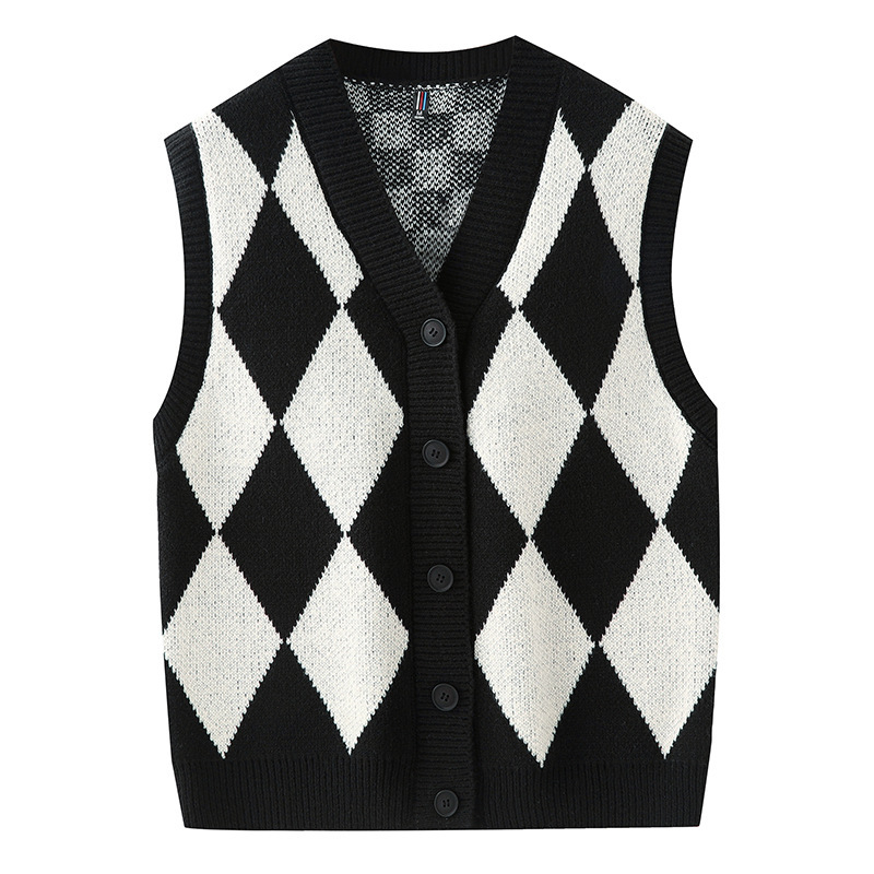 Мъжка безръкавна плетена жилетка в корейски стил, V-образно деколте, свободен силует, тънка плетка, вълна 30–35%
