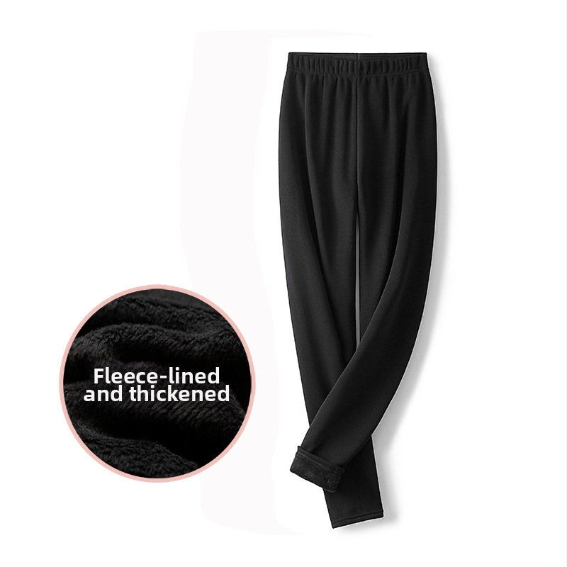 Colanți tricotati, căptușiți cu fleece, călduroși, talie elastică, lungime integrală, croi slim