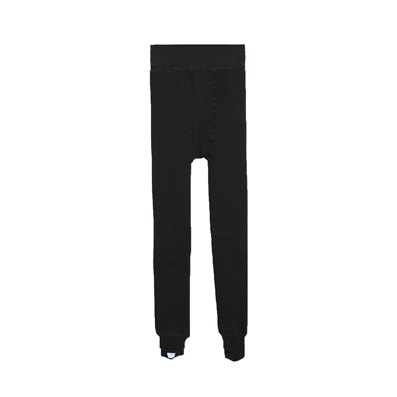 Pantaloni termici pentru femei cu căptușeală de pluș, talie înaltă, lungi, din poliester, grosime medie, croială mulată.